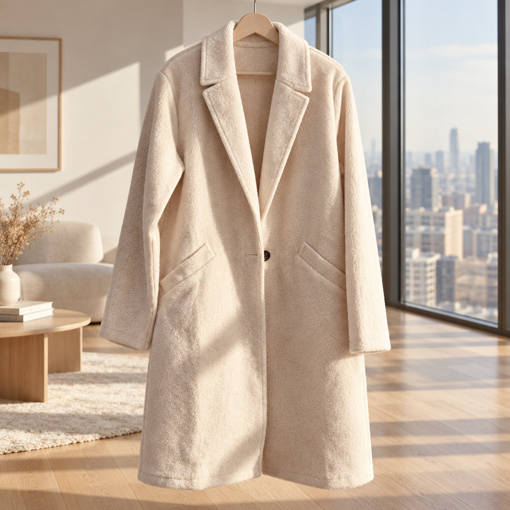 Women's beige plush fleece winter jacket