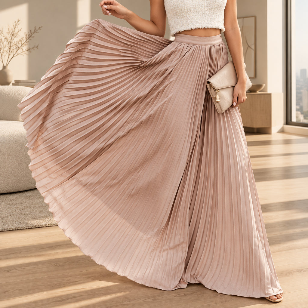 women's Solidi pleated skirt