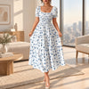 Women's white and blue floral midi dress